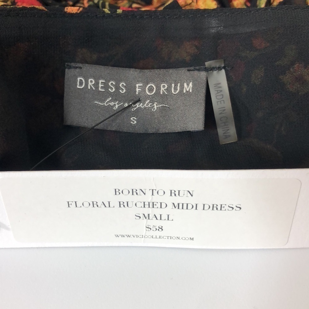 Dress Forum Los Angeles Born to Run Floral Ruched Midi Dress Small NWT - Picture 8 of 9